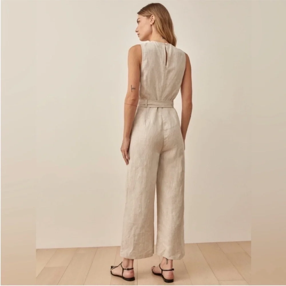 Reformation Naomi Linen Jumpsuit in Oatmeal